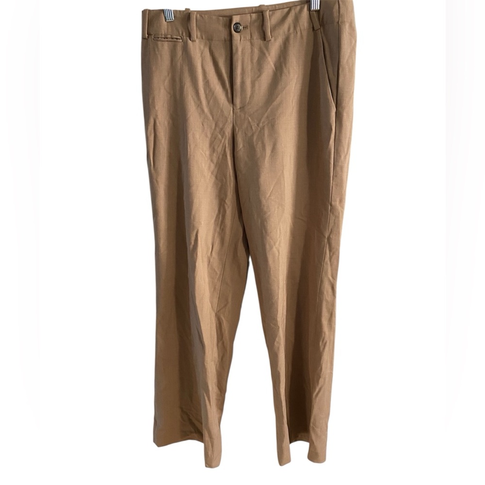 Lauren Ralph Lauren Tan Straight Leg Classic Wool-Blend Dress Pants
